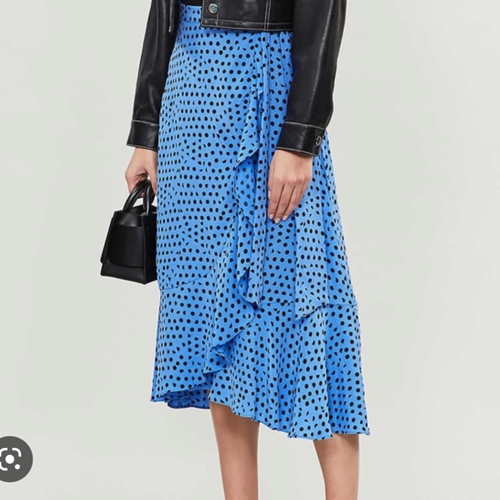 Whistles | Lunar Blue Black Polka Dot Wrap Skirt